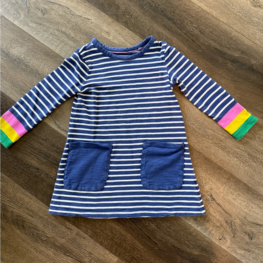 Mini Boden Blue and White Striped Dress